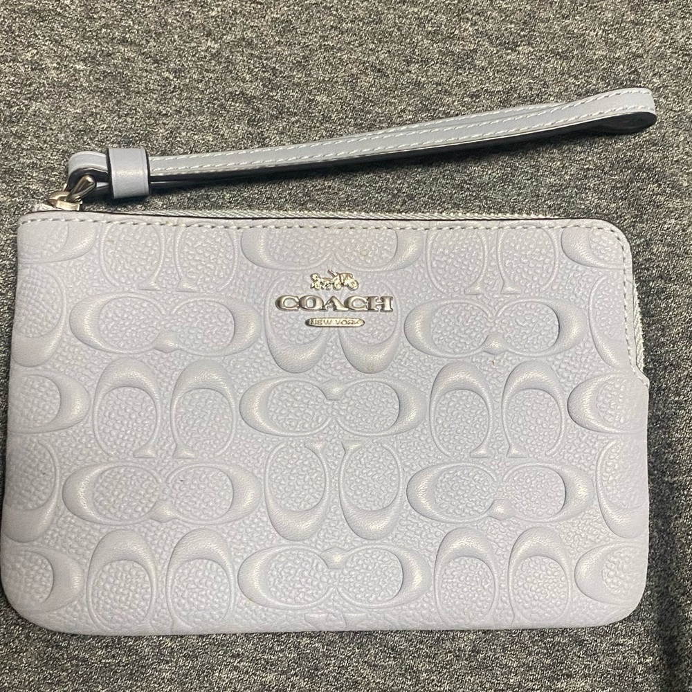 Coach Signature Leather Corner Zip Wristlet (Twilight)